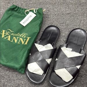Fratelli Vanni for rijoux Black Leather Sandals